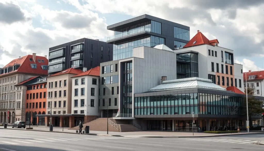 Generate an image of Hradec Kralove's modernist architecture