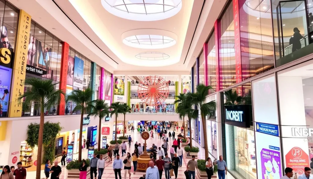 Generate an image of Inorbit Mall, Vashi, highlighting its vibrant atmosphere and diverse shopping options.