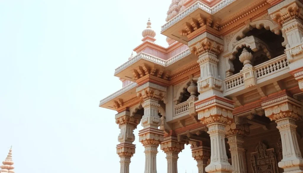 Generate an image of Kamal Basti Jain Temple's intricate architecture