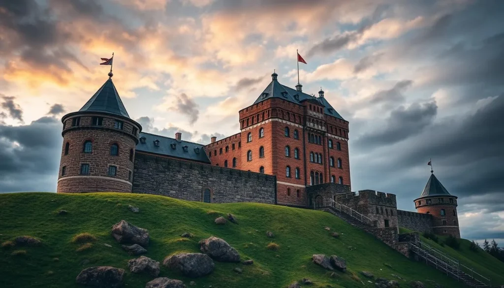 Generate an image of Karlsborg Fortress, showcasing its massive construction and historical significance.