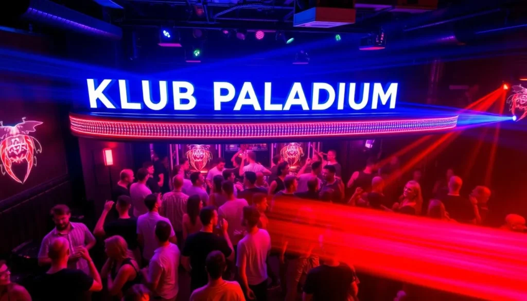 Generate an image of Klub Palladium Hodonin, a vibrant nightlife spot in Hodonin, Czechia.