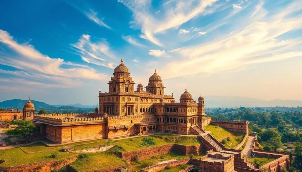 Generate an image of Kolhapur's majestic palaces and forts