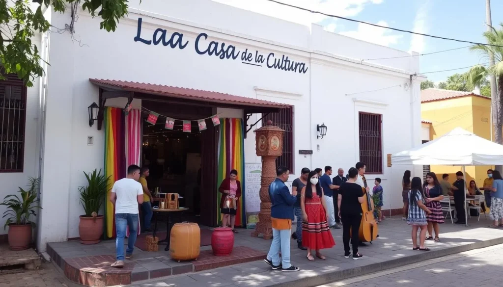 Generate an image of La Casa de la Cultura Choroni, highlighting its cultural events.