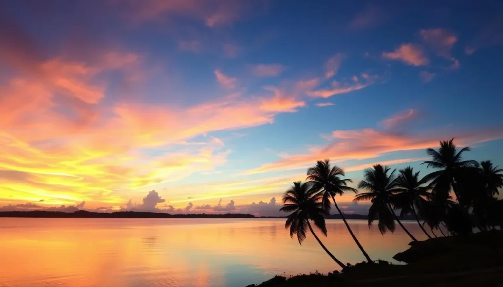 Generate an image of Lake Maracaibo at sunset