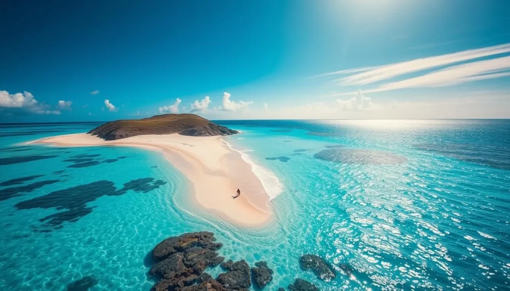 Generate an image of Los Roques Archipelago, highlighting its pristine beaches and crystal-clear waters.