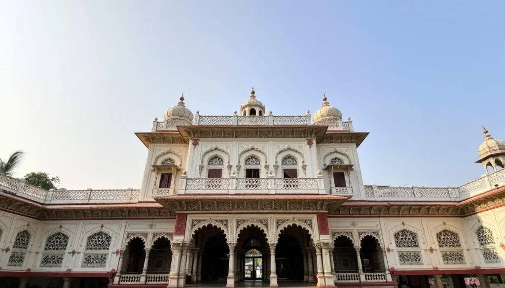 Generate an image of Madho Niwas Kothi, highlighting its heritage structure and royal lifestyle.