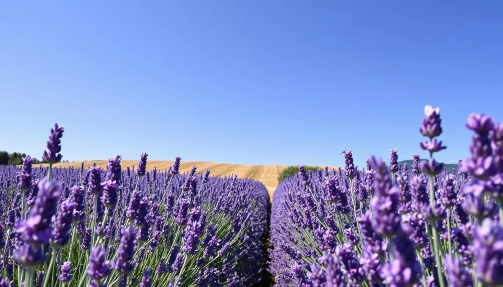 Generate an image of Mayfield Lavender Farm in full bloom during summer.