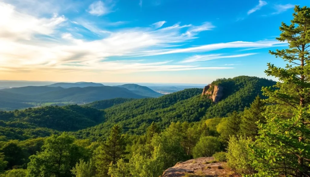 Generate an image of Mount Nebo State Park, Arkansas, showcasing its scenic beauty.