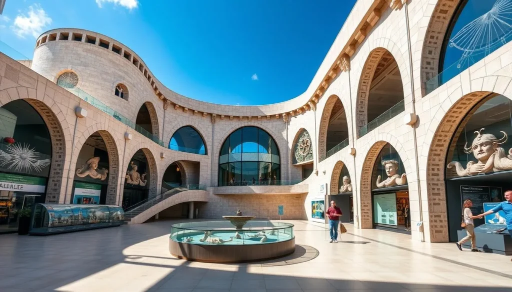 Generate an image of Mucem's architecture and exhibits.
