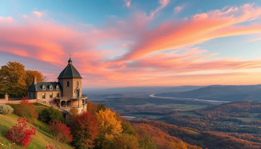 Generate an image of Olana State Historic Site's stunning views of the Hudson Valley.