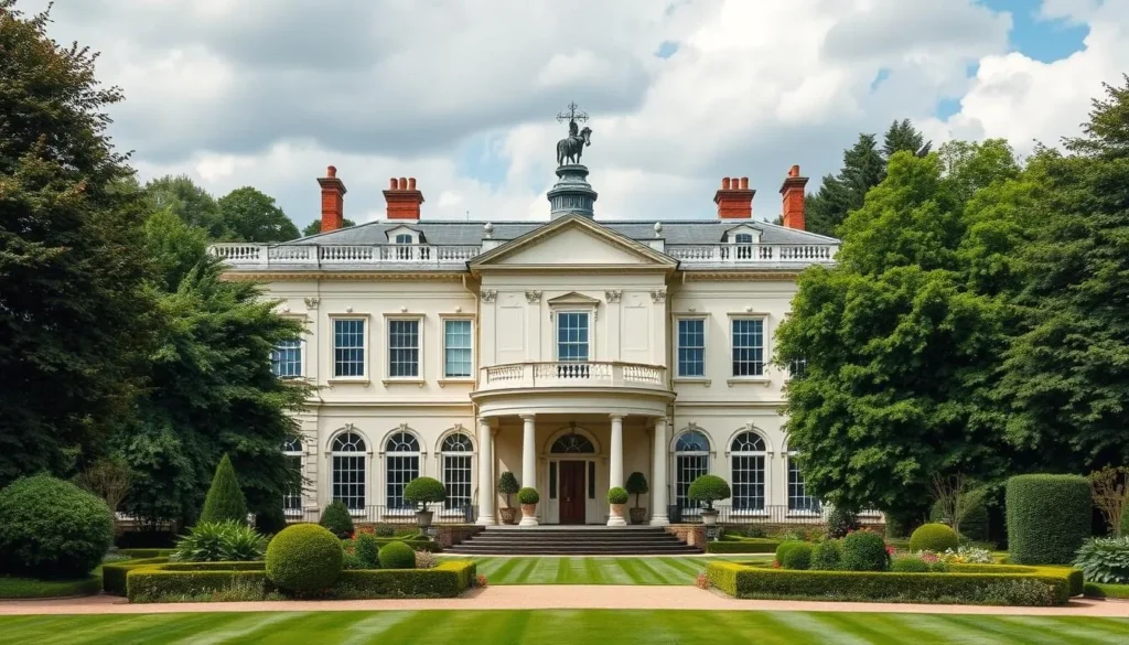 Generate an image of Osterley Park and House, highlighting its stunning 18th-century decor and beautiful gardens.
