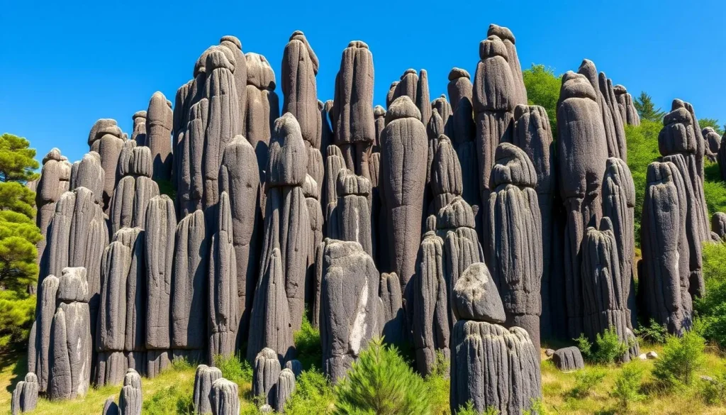 Generate an image of Panska Skala Basalt Columns, showcasing the unique rock formations.