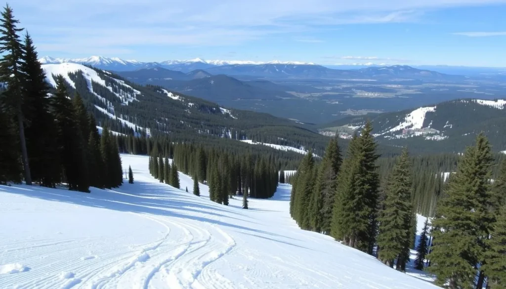 Generate an image of Peak7 in Breckenridge, showcasing its intermediate trails and scenic views.