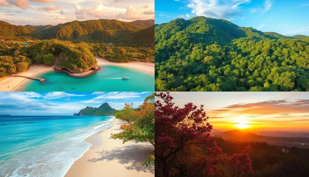 Generate an image of Phuket's landscape during different seasons.