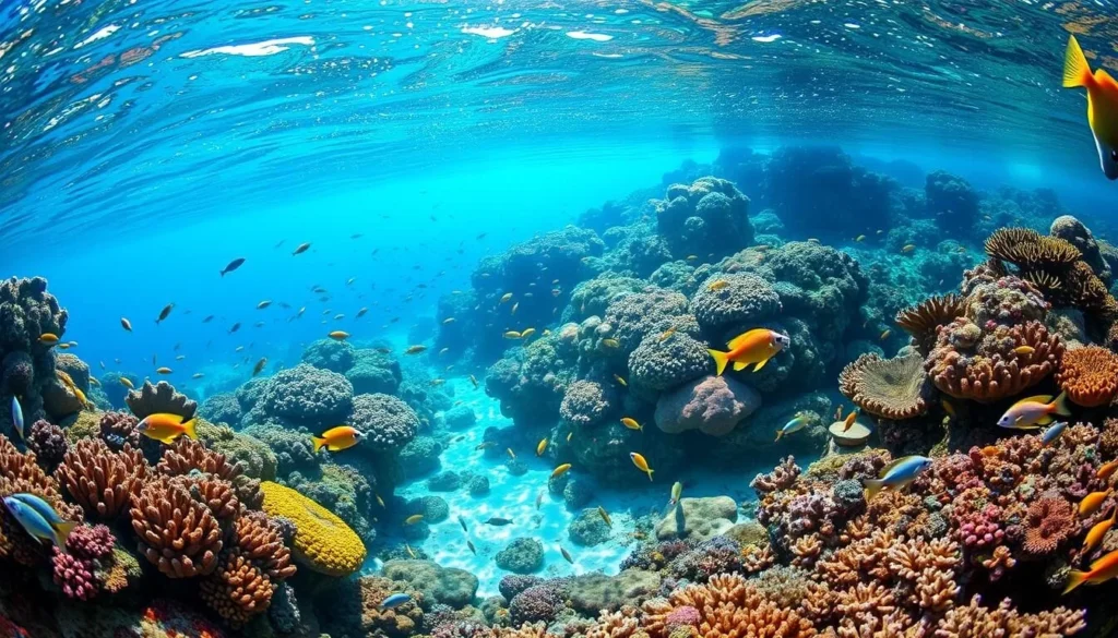 Generate an image of Pirotan Island with its vibrant coral reefs and diverse marine life.
