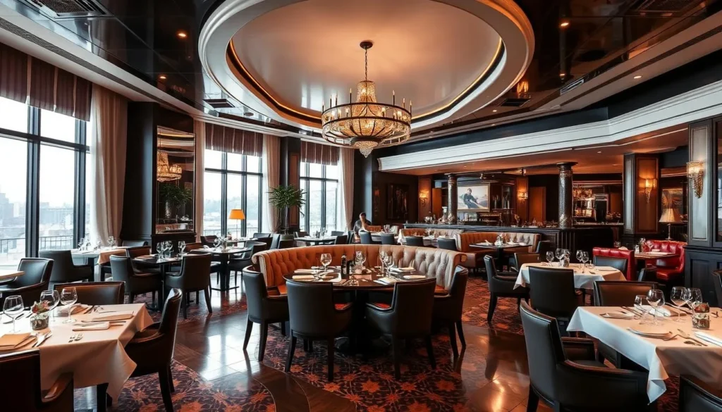 Generate an image of Porcão Premium Grill's elegant dining area