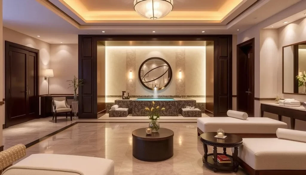Generate an image of Post Hotel & Spa's luxurious spa with a serene ambiance.