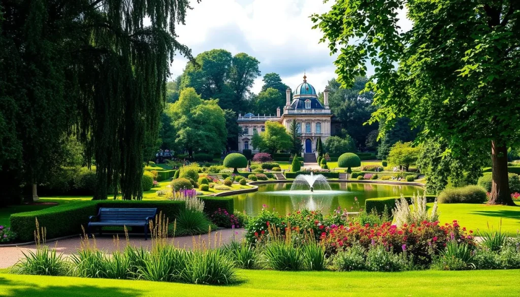 Generate an image of Regent's Park with its beautiful gardens and lake.