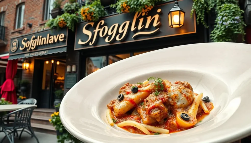 Generate an image of Sfoglina's exterior or a notable dish