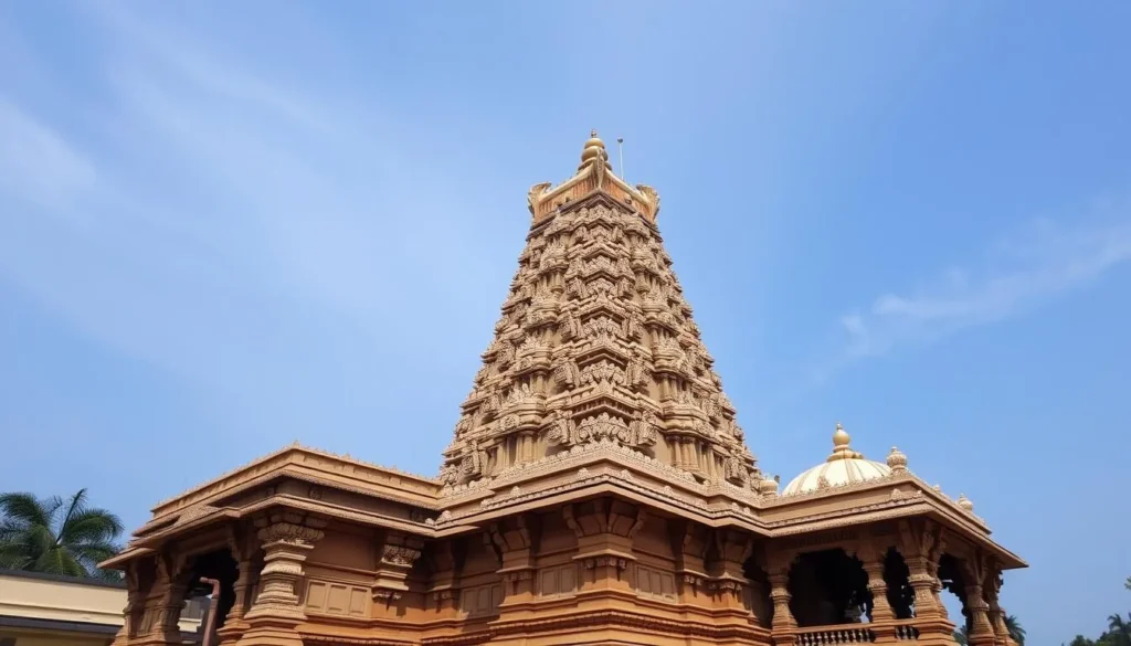 Generate an image of Sri Kapileswara Swamy Temple with its majestic gopuram and intricate carvings.