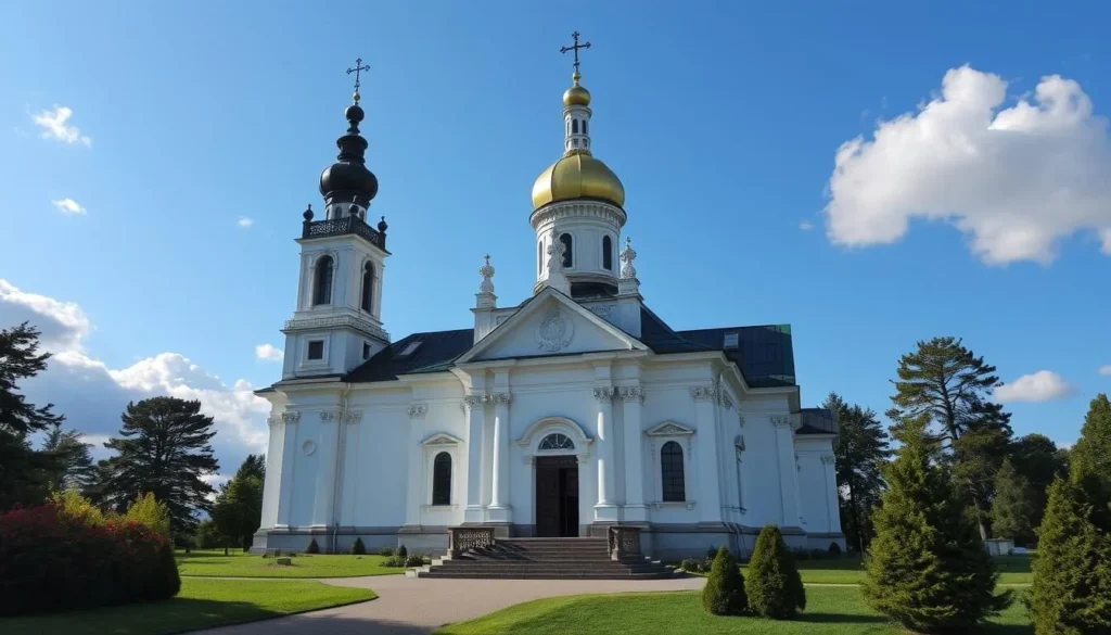 Generate an image of St. Peter and St. Paul Catholic Church in Panevezys, Lithuania, showcasing its Baroque architecture.
