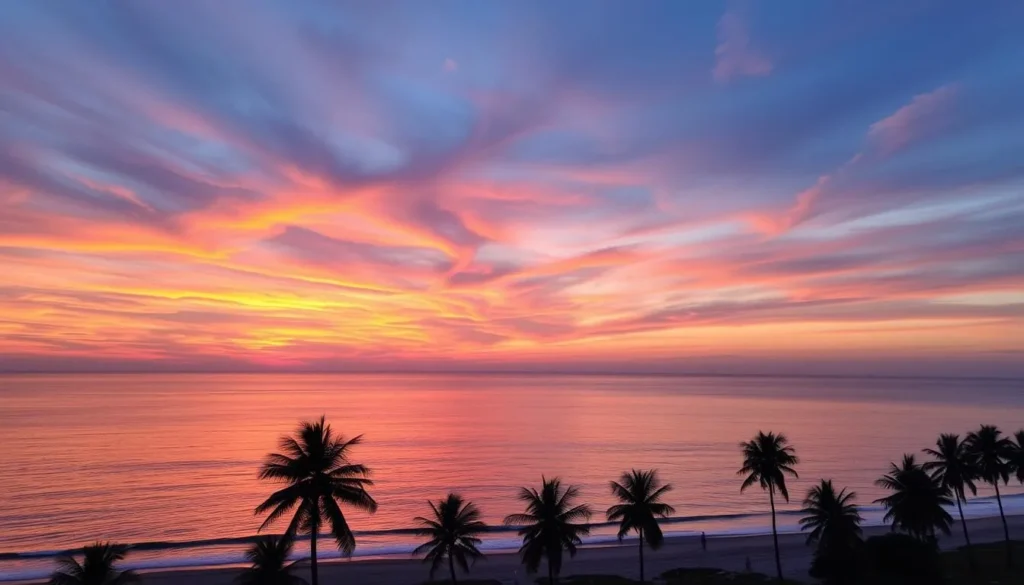 Generate an image of Suruchi Beach during sunset