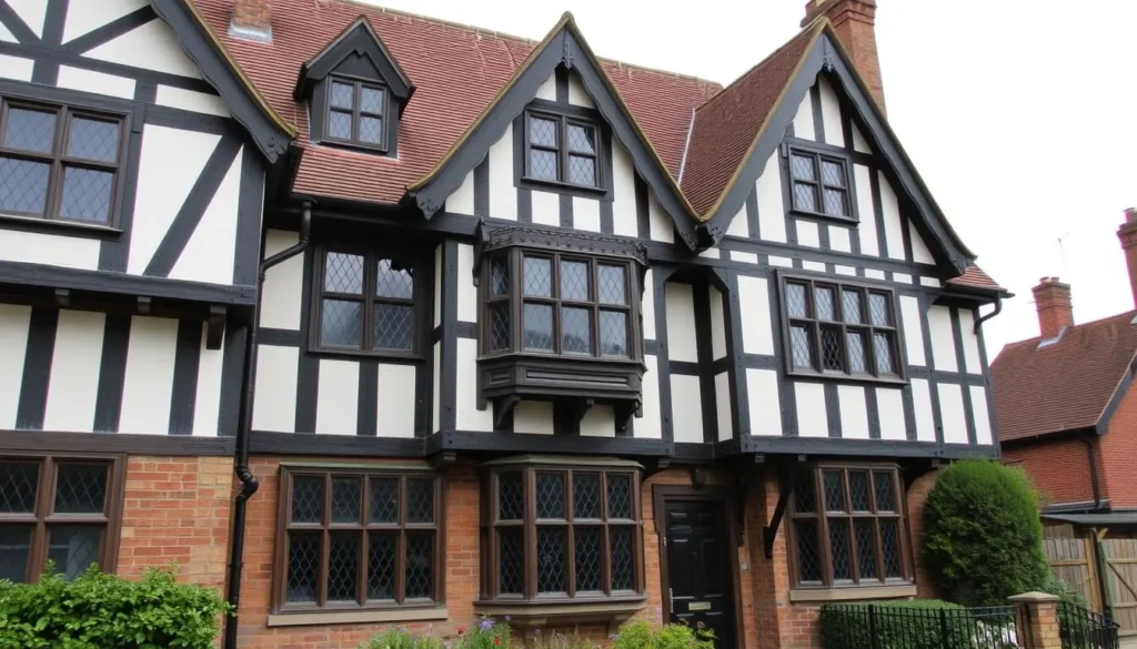 Generate an image of Sutton House's Tudor facade with its characteristic architectural features.