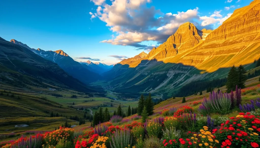 Generate an image of Trollheimen's majestic mountains and serene valleys.