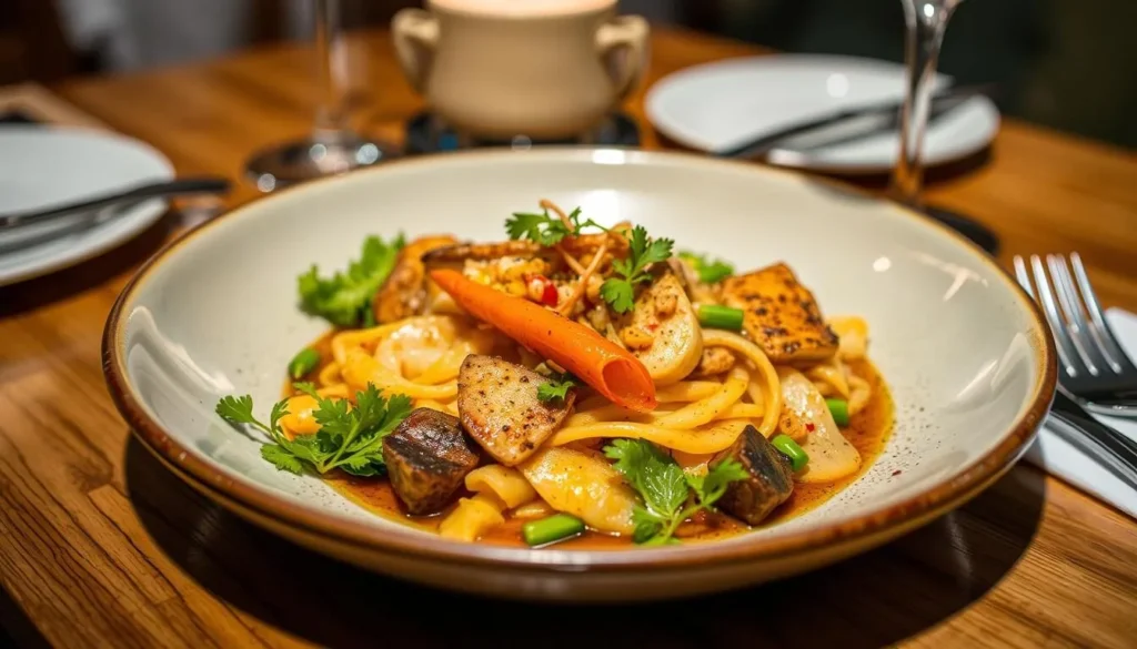 Generate an image of a dish served at a Vilnius restaurant during Gastronomy Week.