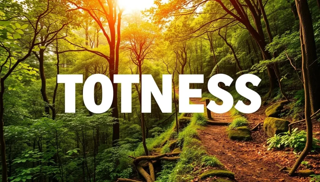 Generate an image of a hiking trail near Totness, showcasing the lush rainforest environment and the variety of trails available.