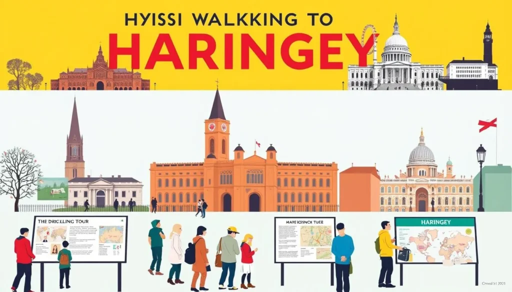 Generate an image of a historical walking tour in Haringey.