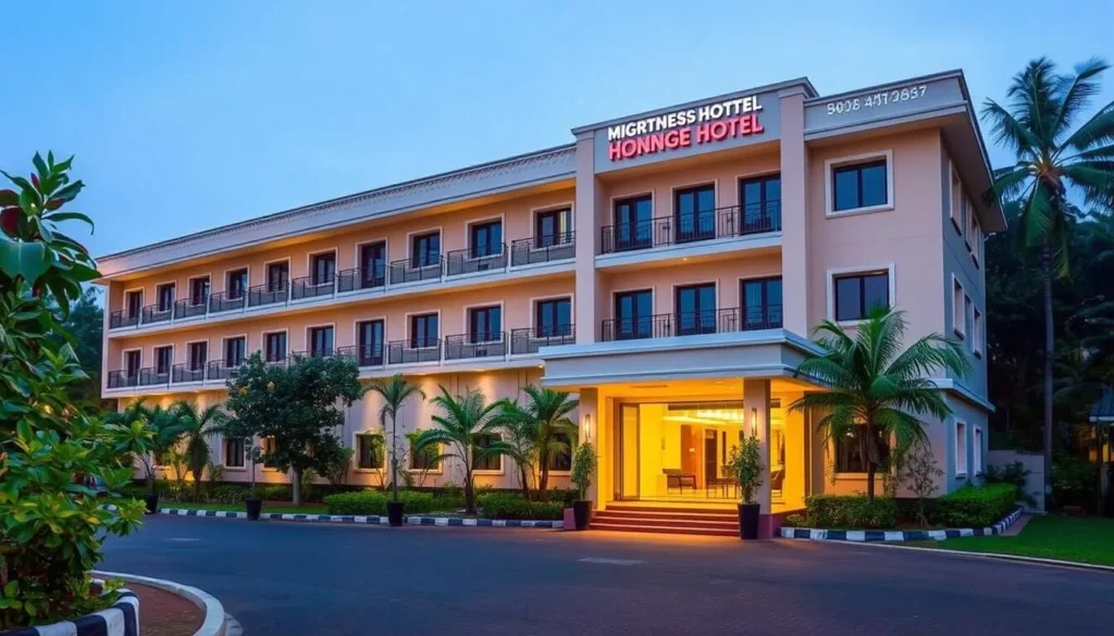 Generate an image of a mid-range hotel in Mangaluru
