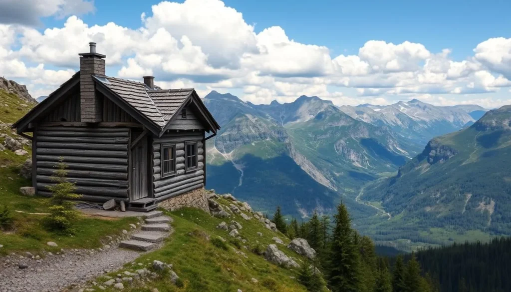 Generate an image of a mountain hut along the Kungsleden Trail