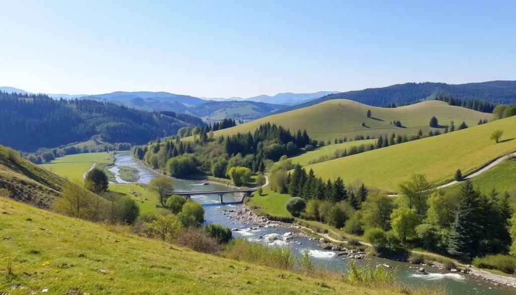 Generate an image of a scenic landscape near Melnik, Czechia.