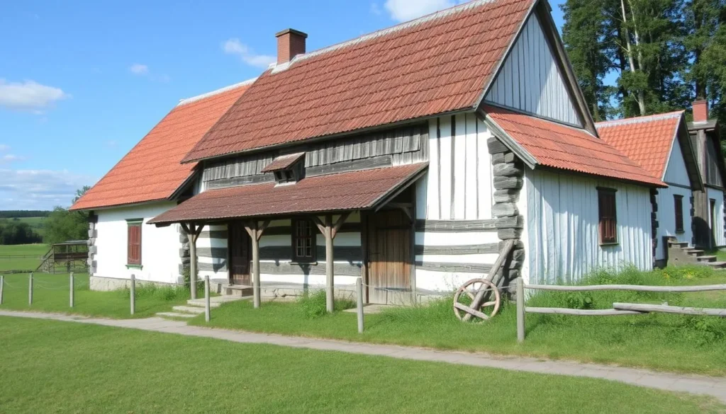 Generate an image of a traditional Öland farmstead at Himmelsberga Open-Air Museum