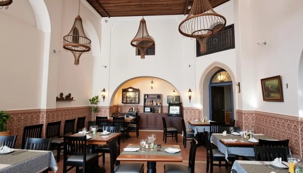 Generate an image of a traditional Omani restaurant in Bidbid Province
