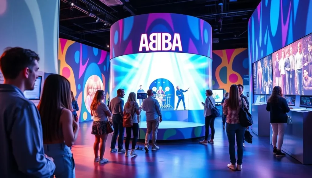 Generate an image of the ABBA Museum's interactive exhibits