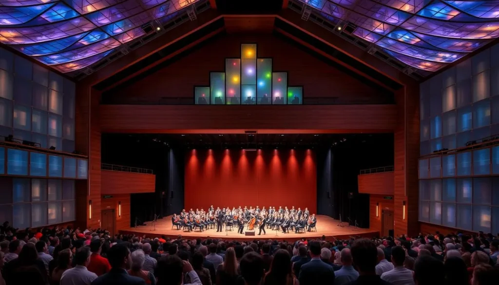 Generate an image of the Anderson Center's performance hall. Generate an image of the Anderson Center's performance hall.