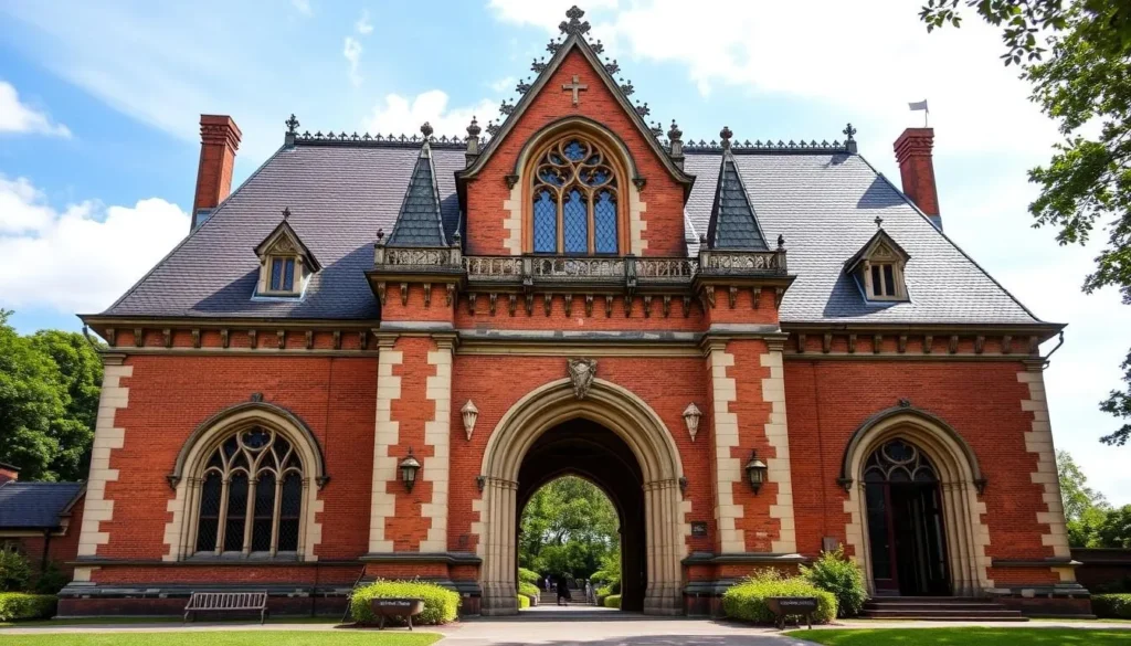 Generate an image of the Archbishop's Palace Museum with its Gothic gatehouse and ogival portals.