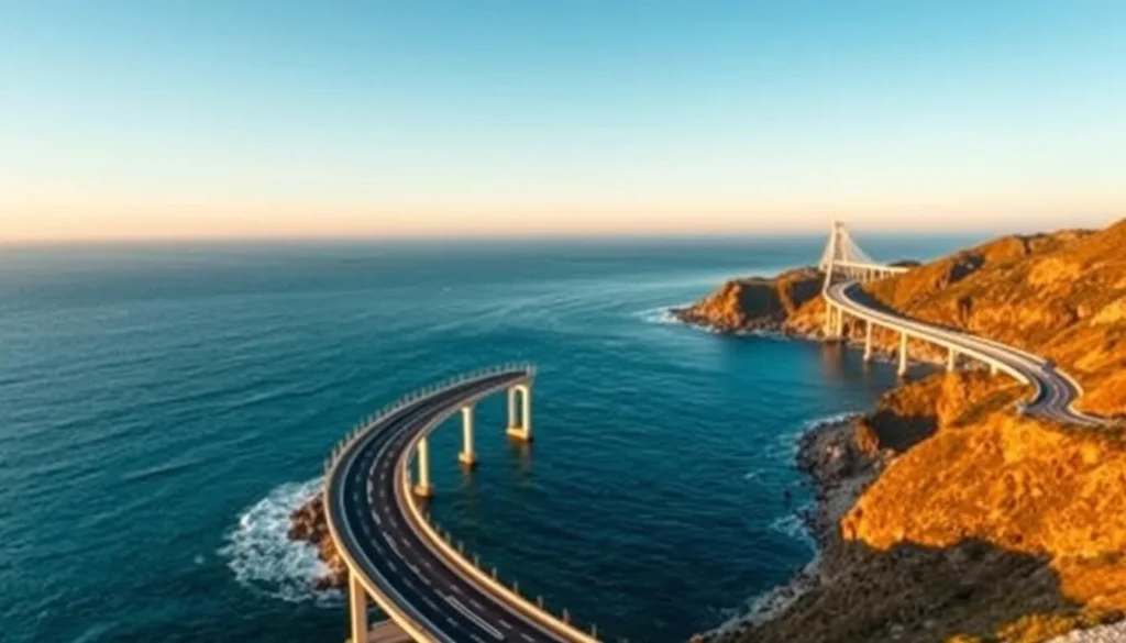 Generate an image of the Atlantic Ocean Road with its characteristic bridges and ocean views.