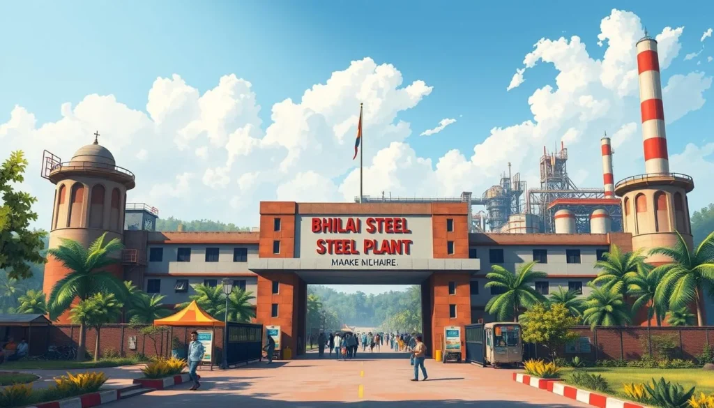Generate an image of the Bhilai Steel Plant's main entrance
