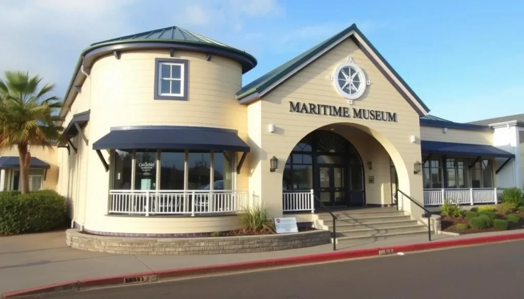 Generate an image of the Bowers Beach Maritime Museum's exterior, showcasing its maritime-themed architecture.