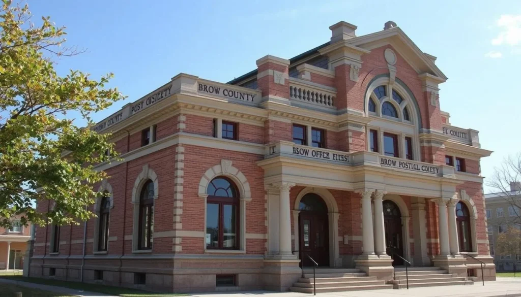 Generate an image of the Brown County Historical Society building, a stunning former post office built in 1910.