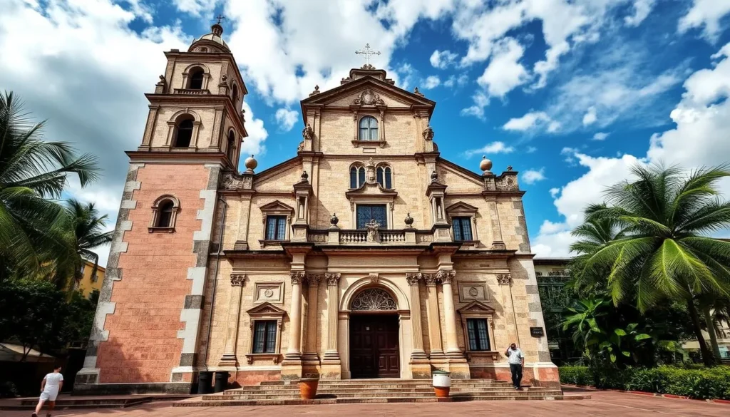 Generate an image of the Church of El Rosario in Puerto Cabello, Venezuela, showcasing its stunning architecture and historic significance.