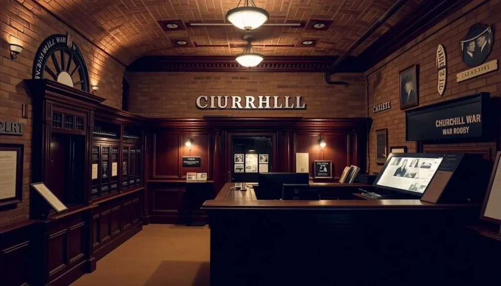 Generate an image of the Churchill War Rooms ticket counter.