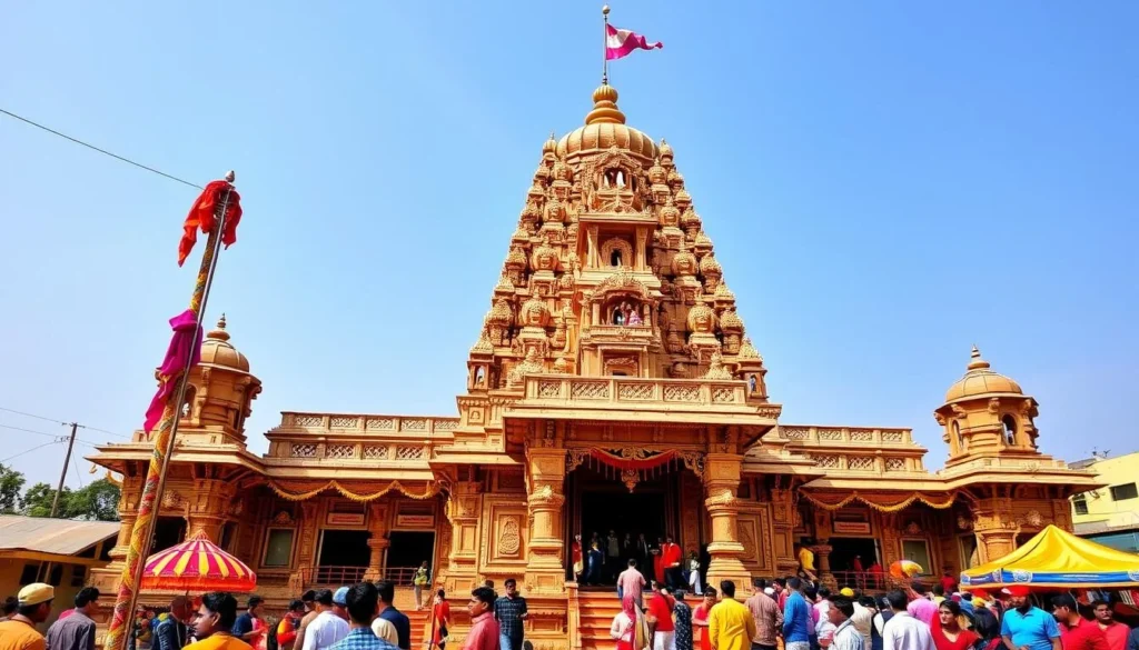 Generate an image of the Cuttack Chandi Temple during Durga Puja celebrations