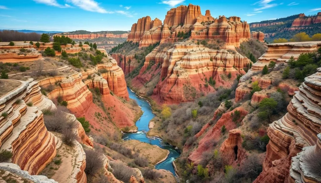 Generate an image of the Elbe River flowing through a sandstone canyon in Czech Switzerland National Park.