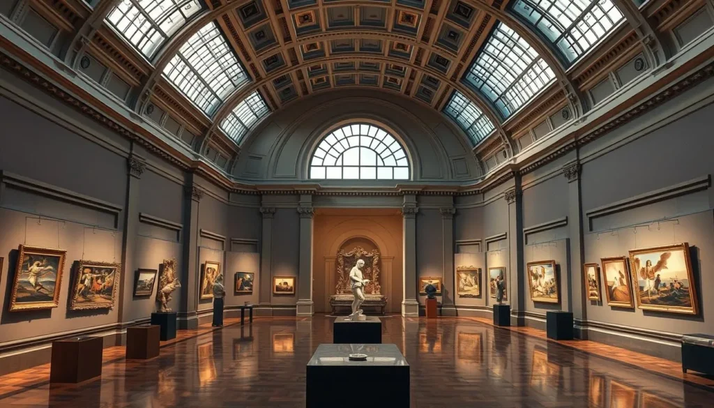 Generate an image of the Gallery of Fine Arts interior