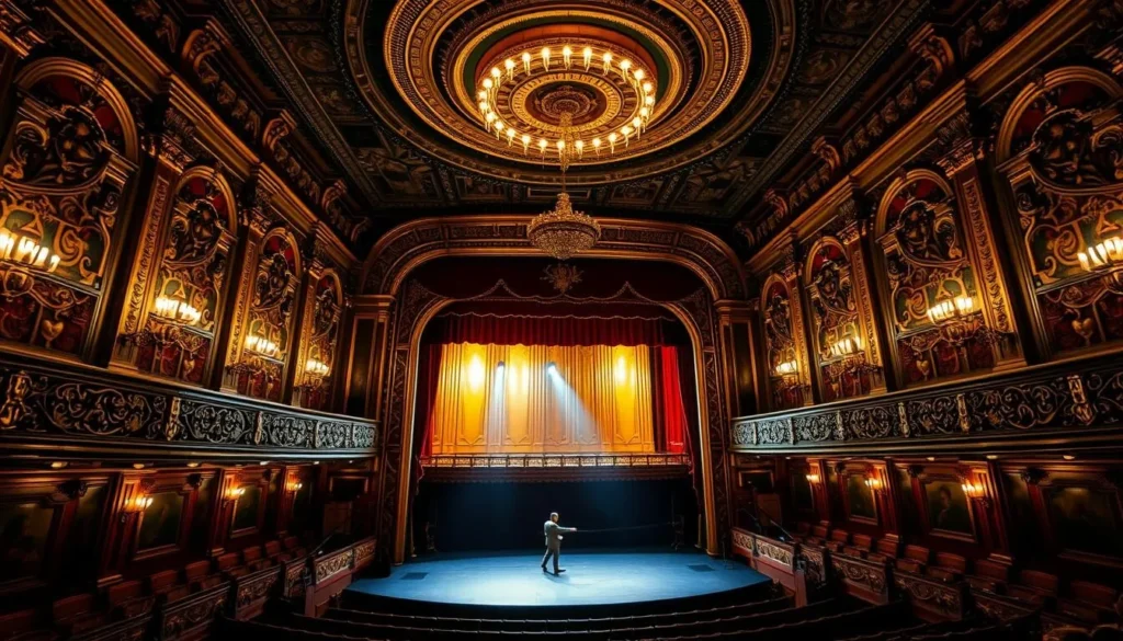 Generate an image of the Hackney Empire's ornate interior and its gilded stage.