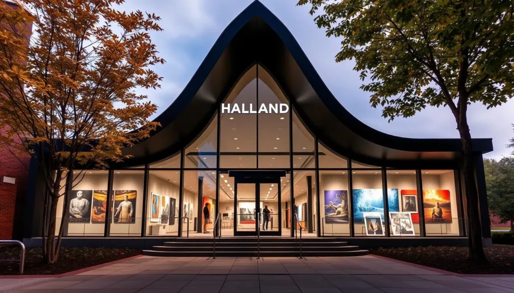 Generate an image of the Halland Art Museum's exterior or interior, highlighting its contemporary art exhibitions.